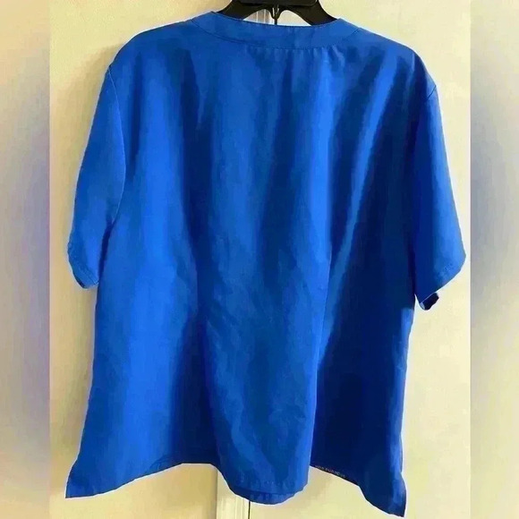 Jaanuu scrubs top royal blue v neck three front pockets 3X - Picture 4 of 6